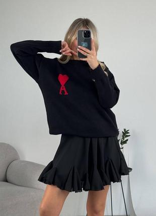 Черный оверсайз premium свитер машинная вязка в стиле бренда 1:1 премиум свитер 42 44 46 xs s m l9 фото