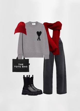 Серый свитер premium машинная вязка в стиле бренда 42 44 46 xs s m l