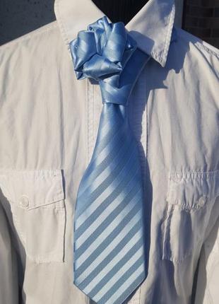 Голубой женский галстук3 фото