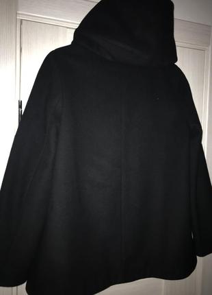 Укороченное шерстяное пальто zara с капюшоном4 фото