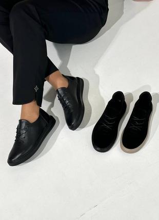 Туфлі на шнурівці замшеві у чорному кольорі від українського виробника 🔥🔥🔥