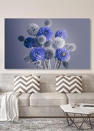 Модульна картина у вітальню / спальню сині квіти    mlp_45  ( 60х30см )2 фото