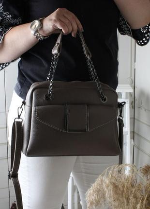 Женская стильная и качественная сумка из искусственной кожи капучино2 фото