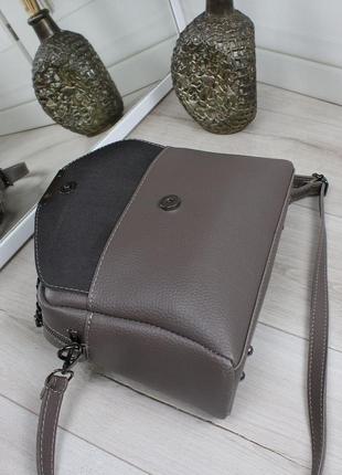 Женская стильная и качественная сумка из искусственной кожи капучино9 фото