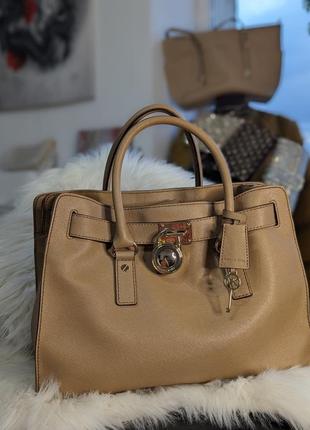 ❤️👜cумка оригінал michael kors hamilton😱🔥 майкл корс saffiano гамільтон бежева сумка ділова💼3 фото