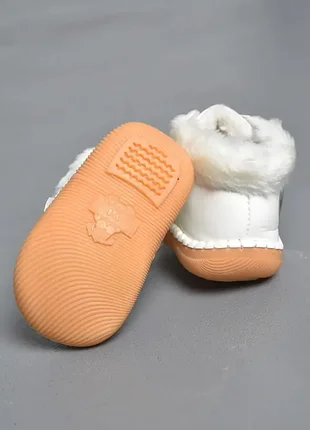 Пинетки из эко-кожи на меху на липучках с принтом ботинки