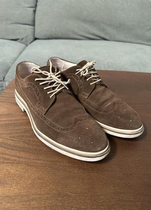 Замшеві чоловічі туфлі - 43р - коричневі