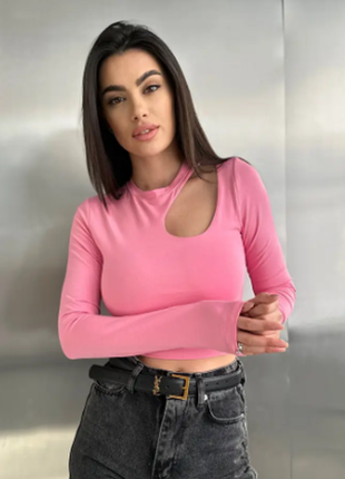 Женский топ  с длинными рукавами из кулира 195ко
