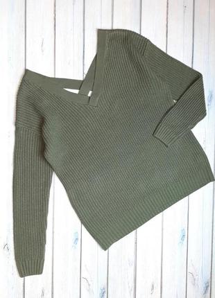🤩1+1=3 базовый свитер оверсайз хаки с оригинальной спинкой new look, размер 44 - 462 фото