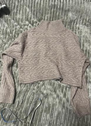 Укорочений светрик косичка оверсайз мокко