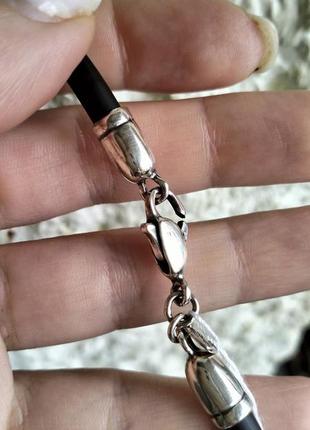 Каучуковый шнур с серебряной застежкой8 фото