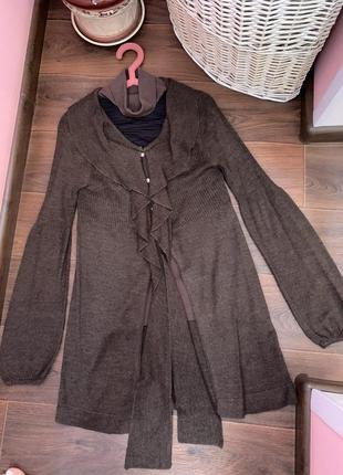 Тепла туніка кардиган кофта вовна мериноса