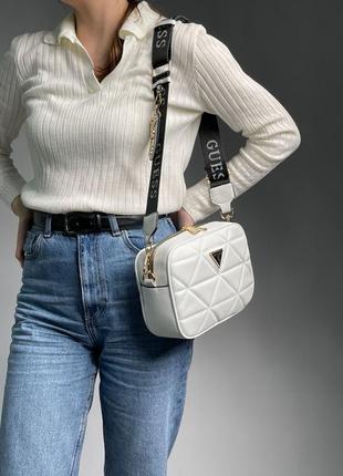 Женская сумка puff shoulder bag white/gold7 фото