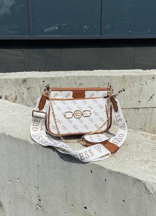 Женская сумка pochette multi white/brown