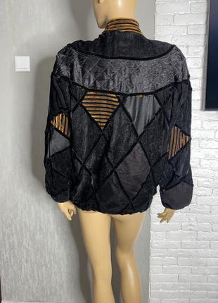Винтажная куртка велюровая комбинированная курточка в стиле петчворк винтаж2 фото