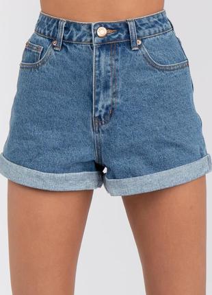 Джинсові супер шорти мом з високою талією
