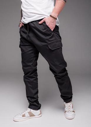 👖 штаны джоггеры черного цвета с наложенными карманами1 фото