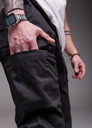👖 штаны джоггеры черного цвета с наложенными карманами6 фото