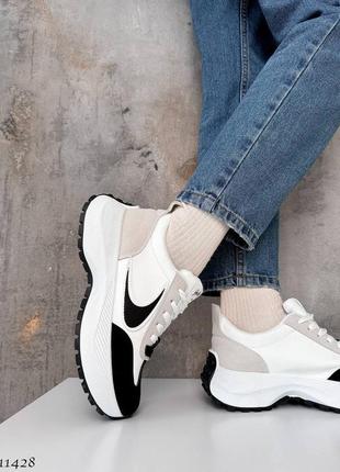 ☑️ трендовые кроссовки ☑️ цвет: белый+серый+черный8 фото