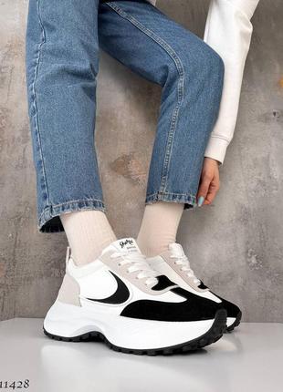 ☑️ трендовые кроссовки ☑️ цвет: белый+серый+черный7 фото