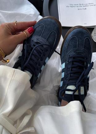 Трендовые женские и мужские кроссовки adidas trail handball blue синие4 фото