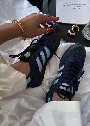 Трендовые женские и мужские кроссовки adidas trail handball blue синие3 фото