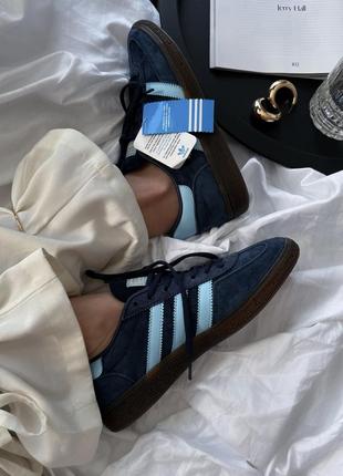 Трендовые женские и мужские кроссовки adidas trail handball blue синие2 фото