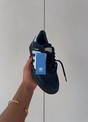 Трендовые женские и мужские кроссовки adidas trail handball blue синие8 фото