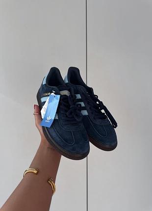 Трендовые женские и мужские кроссовки adidas trail handball blue синие6 фото