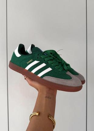 Шикарные женские и мужские кроссовки adidas samba og green зелёные1 фото