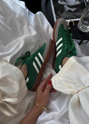 Шикарные женские и мужские кроссовки adidas samba og green зелёные6 фото