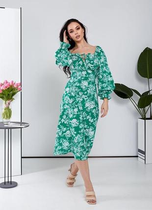 Платье крестьянка с открытыми плечами с декольте на кулиске с рукавами фонариками с разрезом миди длинное голубое зелёное чёрное вечернее корсетное