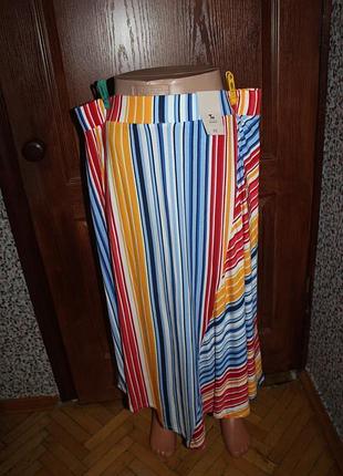 Спідниця довга смужка батал великий ромір на гумці віскоза tu