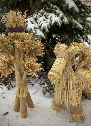 Різдвяний дідух з житнього колосся та льону 1м