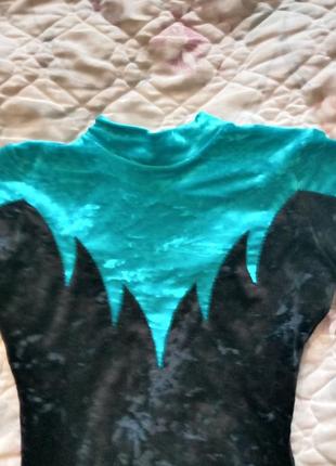 Шикарний оксамитовий спортивний купальник боді з довгим рукавом на дівчинку для спорту4 фото