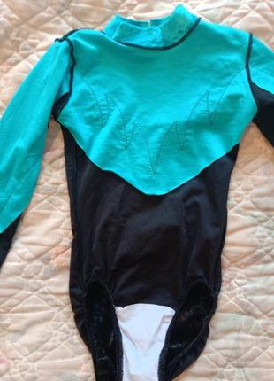 Шикарний оксамитовий спортивний купальник боді з довгим рукавом на дівчинку для спорту8 фото