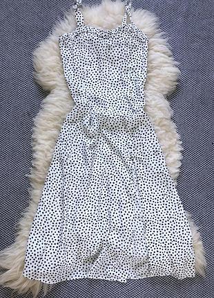 Длинное платье zara сарафан миди макси горох вискоза распорка