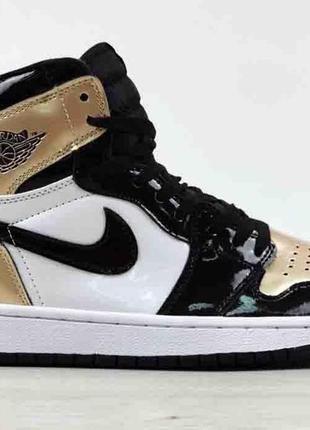 Jordan 1 retro high patent gold toe