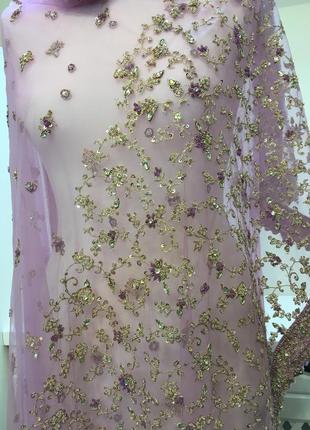 Шелковое сари фата ручная вышивка кусок ткани ткань для королевского платья5 фото