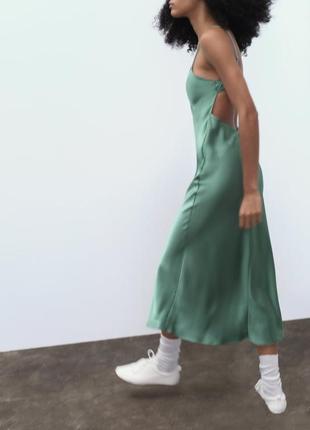 Сатинова сукня в білизняному стилі zara 2174/331