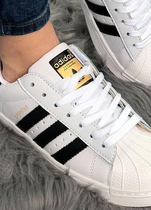 Белые кожаные кроссовки адидас суперстар унисекс adidas superstar classic 36