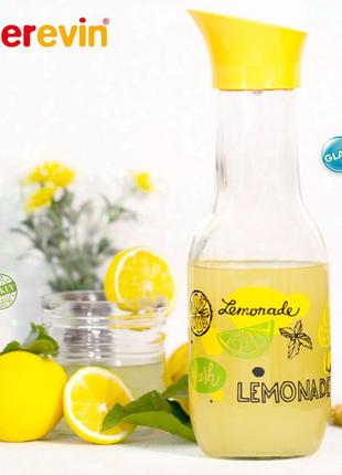 Пляшка д/води herevin lemonade 1 л, скло (111652-002)  tzp1602 фото