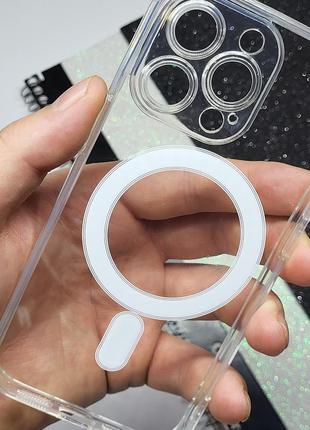 Прозрачный чехол с усилеными углами кольцом magsafe на apple iphone 13 pro / прозрачный чехол на айфон 13 про