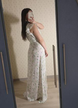 Белый сарафан в цветочный принт, нарядное платье, белое платье, летнее платье zara2 фото