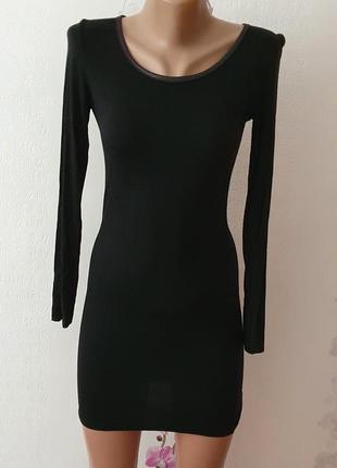 Черное легкое платье с рукавом вискоза