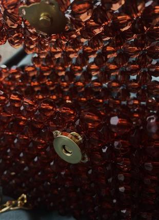 Сумка из бусин коньячно коричневая