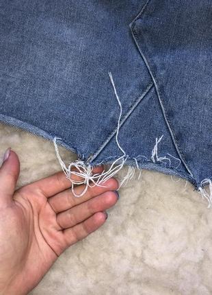 Міні джинсова спідниця джинс щільна базова необработан низ край8 фото