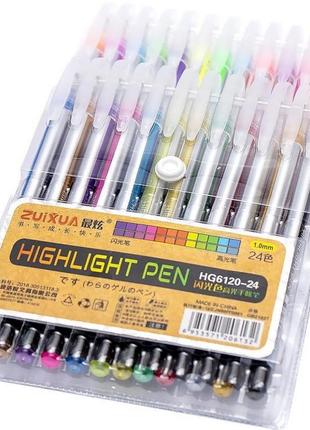 Набір гелевих ручок "highlight pen" hg6120-24, 24 кольори2 фото