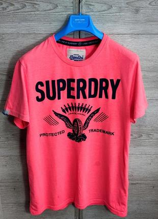 Чоловіча бавовняна модна вінтажна футболка superdry у рожевому кольорі розмір l3 фото