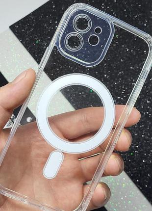 Прозрачный чехол с усилеными углами кольцом magsafe на apple iphone 12 (6.1") / прозрачный чехол на айфон 12